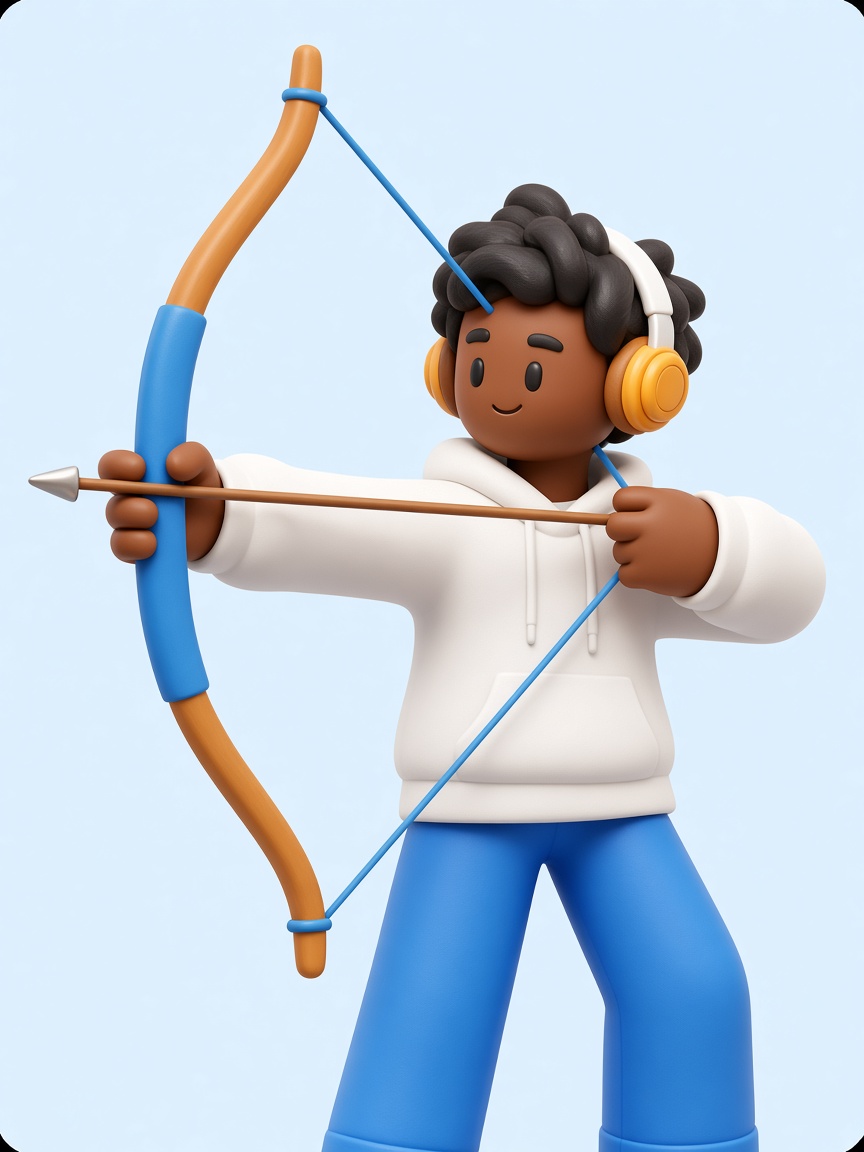 3D Black character ready Outside